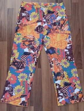 *RARE* Nally and Millie Y2K Graphic 60s Print Cropped Pants Size SM